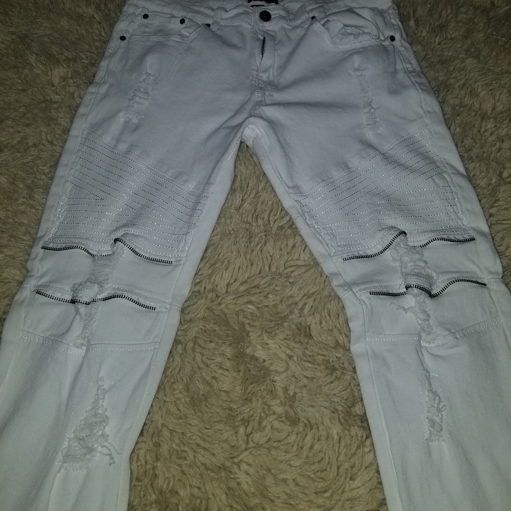 White Moto Jeans